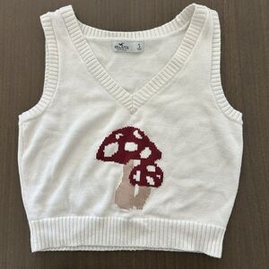 Hollister Mushroom Preppy Academia  Sweater Vest - Size S